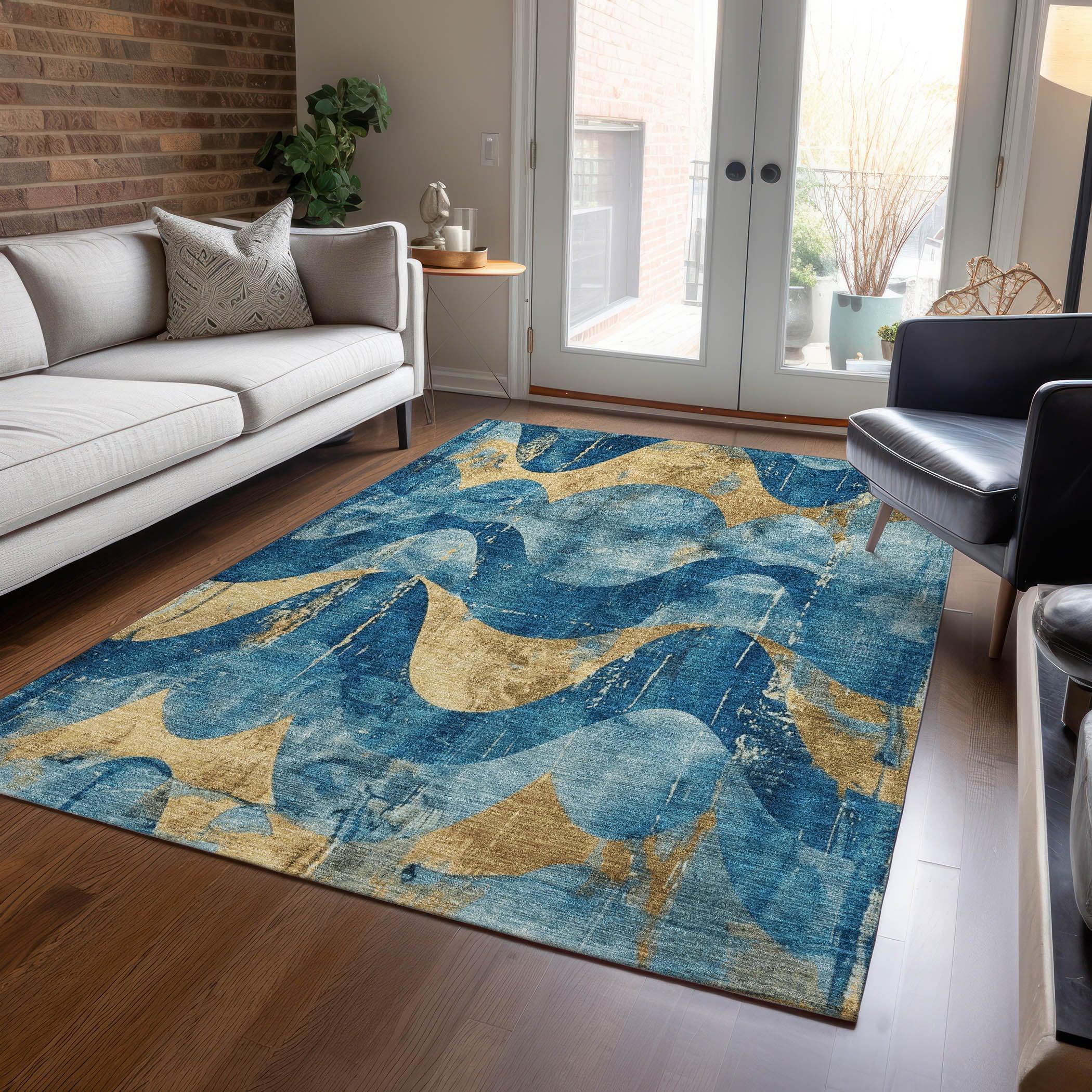Addison Rugs Naelara Teal Washable Indoor-Outdoor Rug