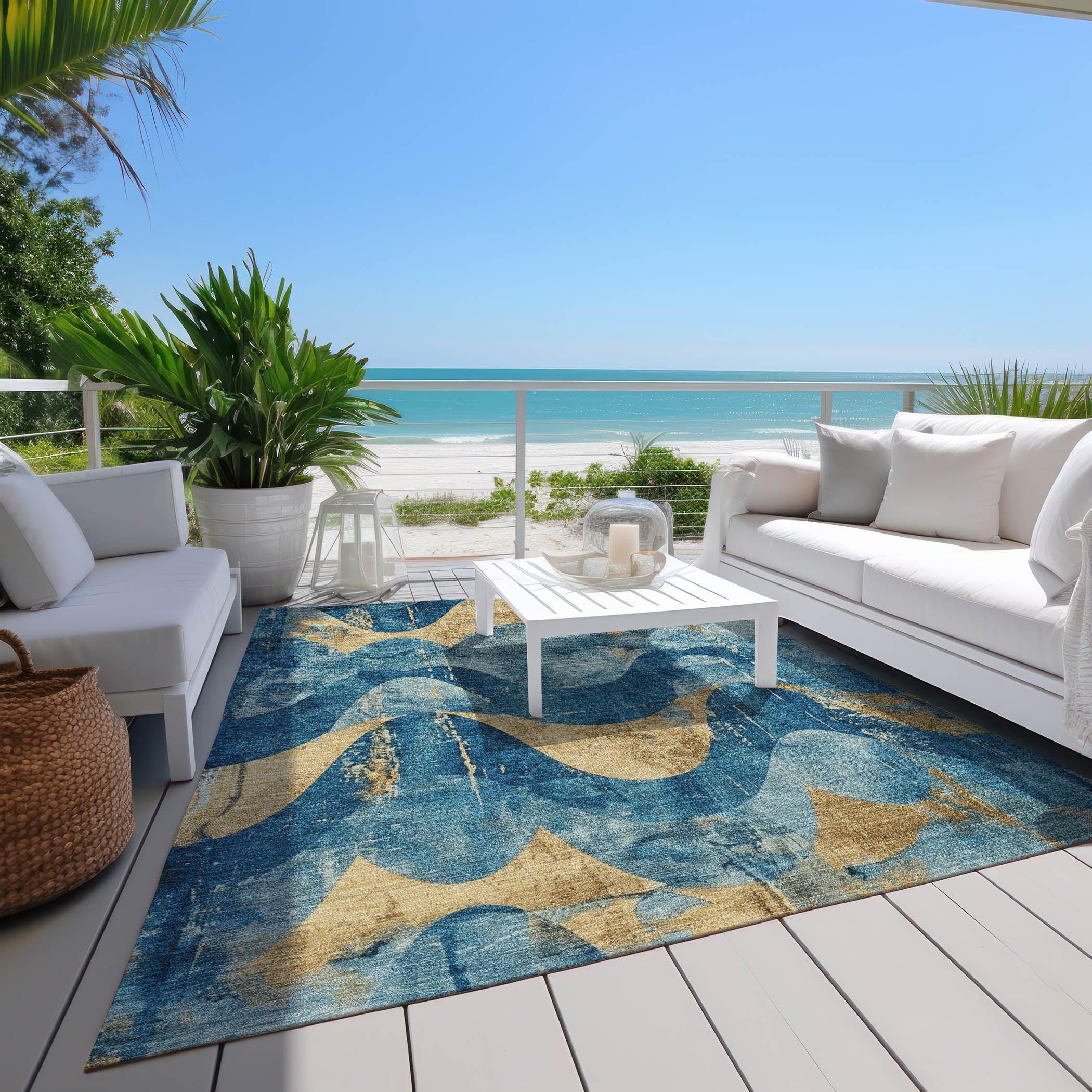 Addison Rugs Naelara Teal Washable Indoor-Outdoor Rug