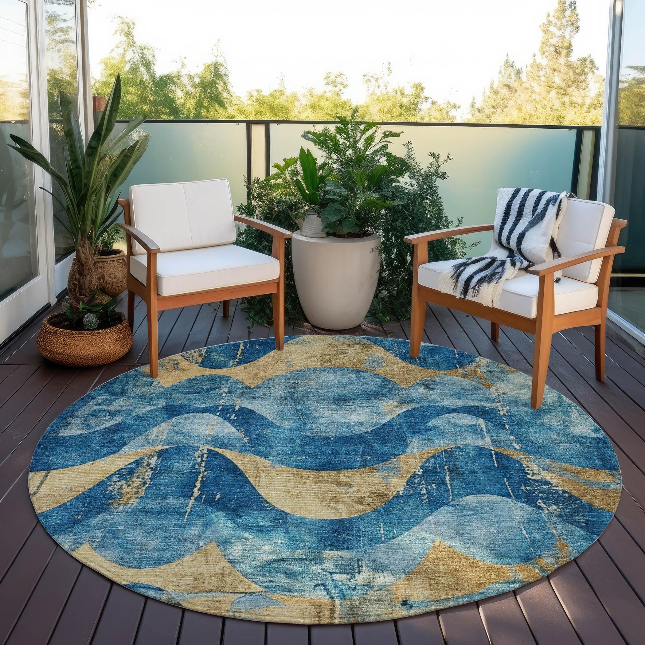 Addison Rugs Naelara Teal Washable Indoor-Outdoor Rug