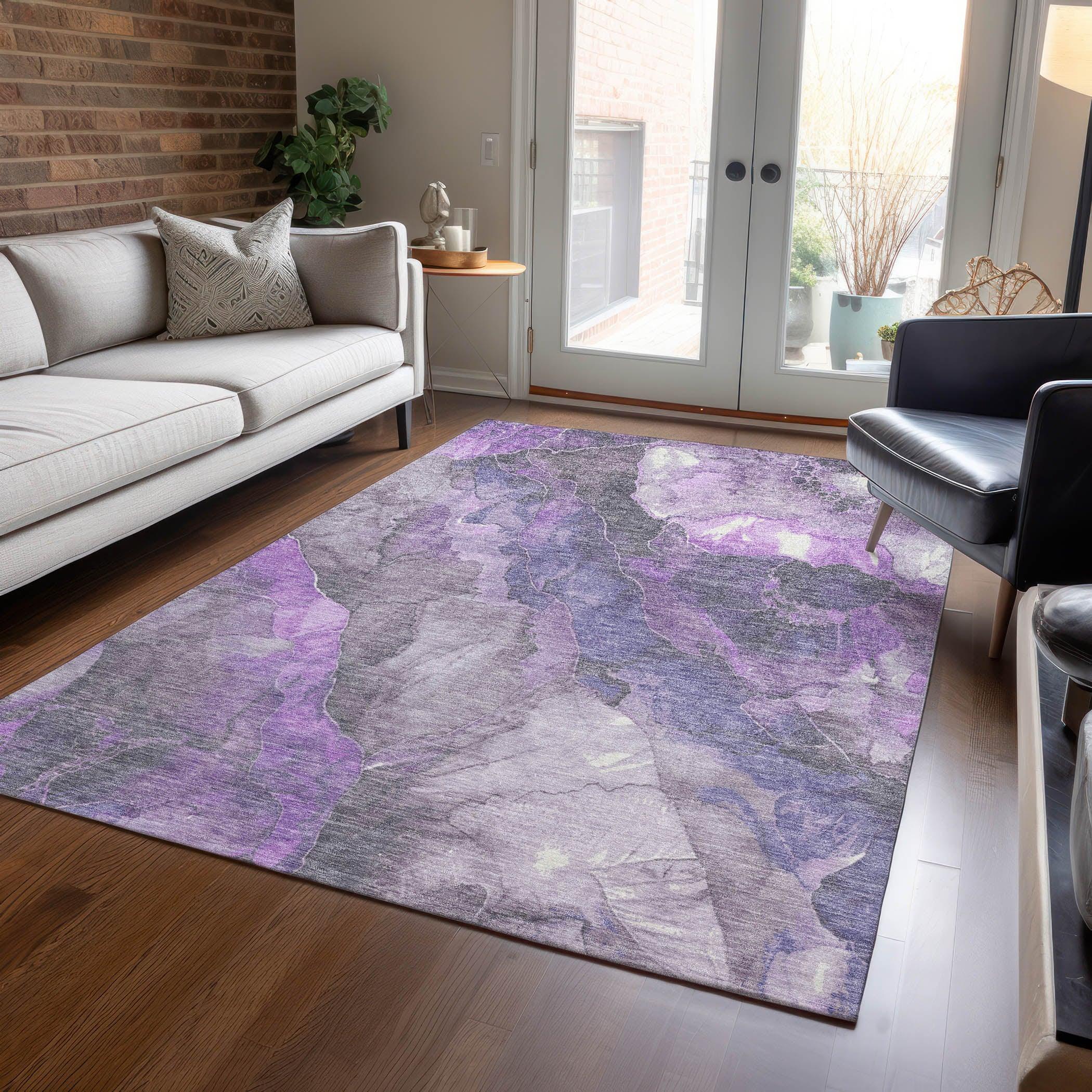 Addison Rugs Naelien Purple Washable Indoor-Outdoor Rug