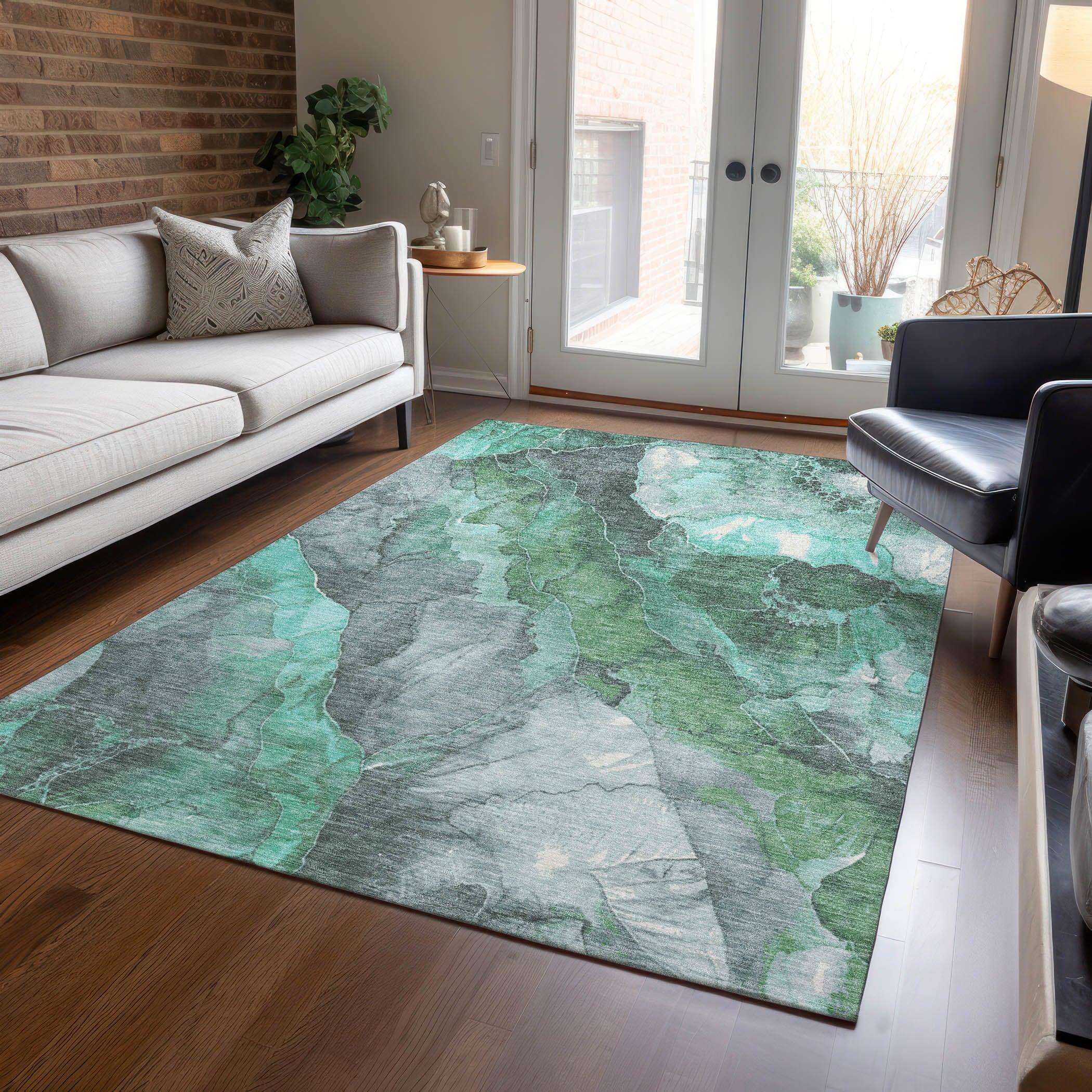 Addison Rugs Naelien Teal Washable Indoor-Outdoor Rug