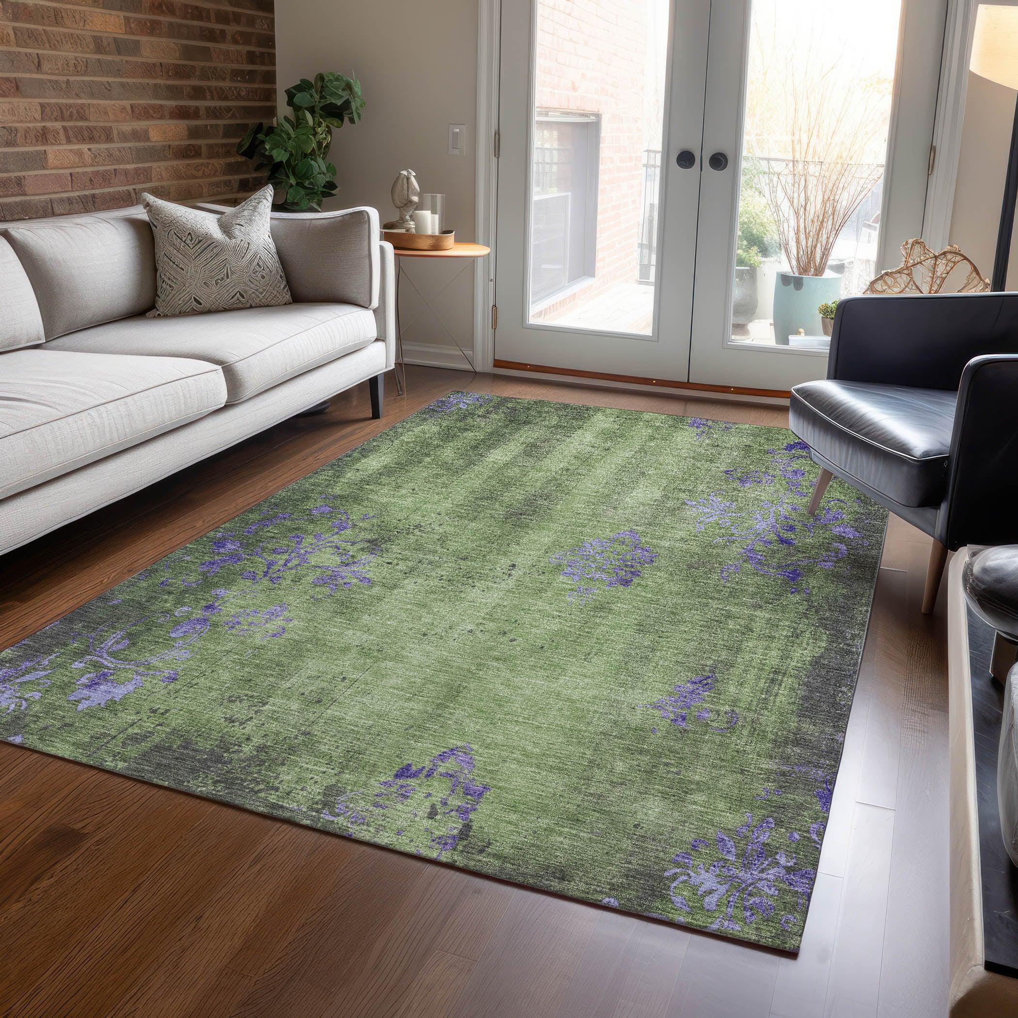 Addison Rugs Naelion Green Washable Indoor-Outdoor Rug