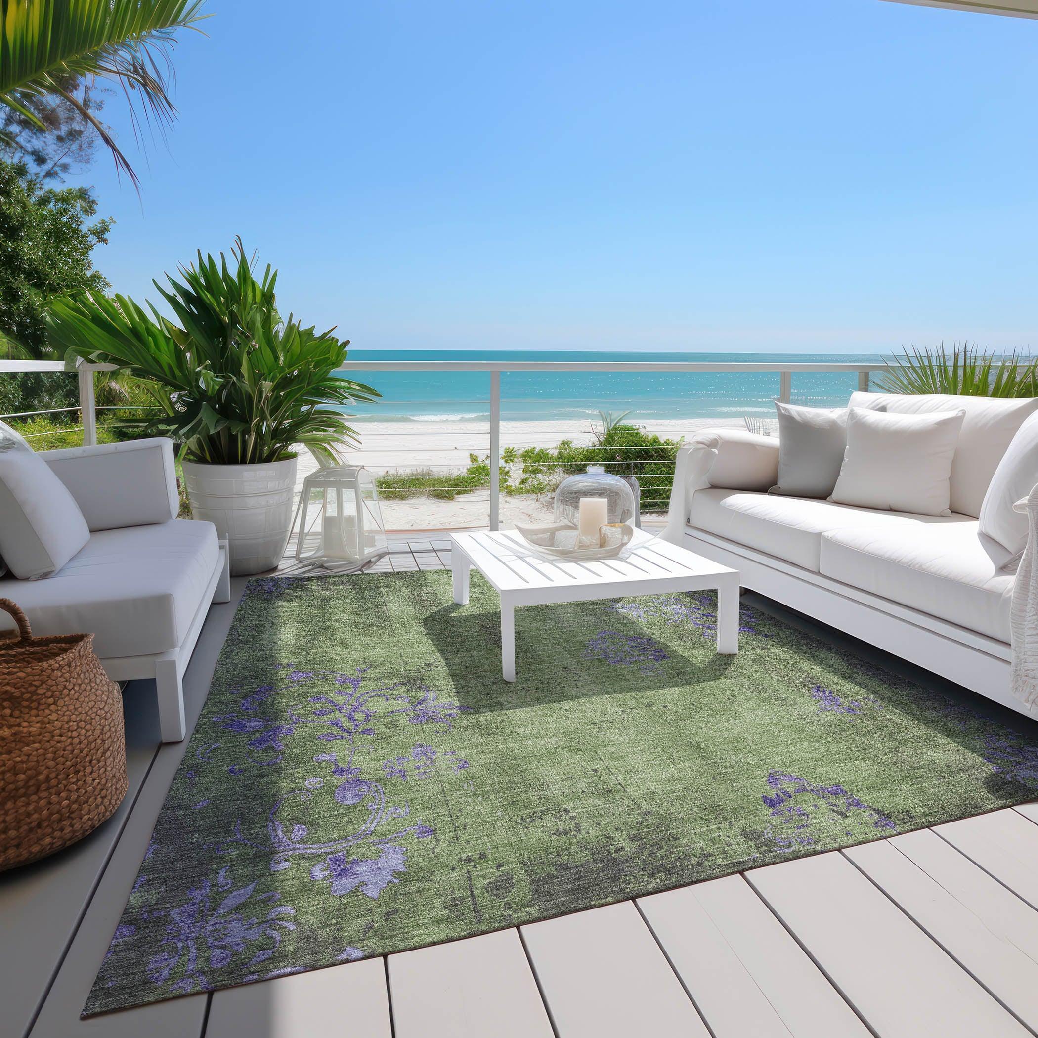 Addison Rugs Naelion Green Washable Indoor-Outdoor Rug