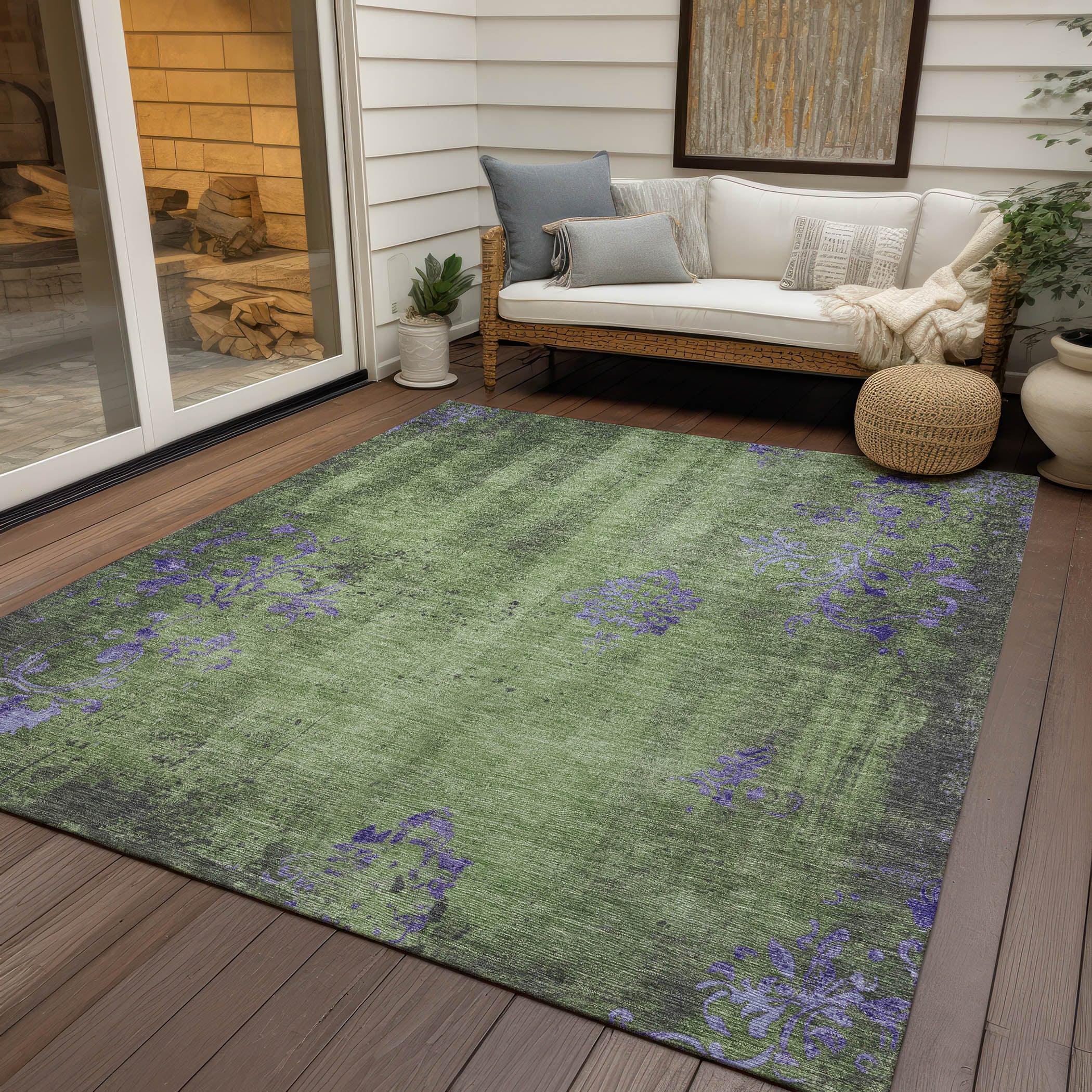 Addison Rugs Naelion Green Washable Indoor-Outdoor Rug
