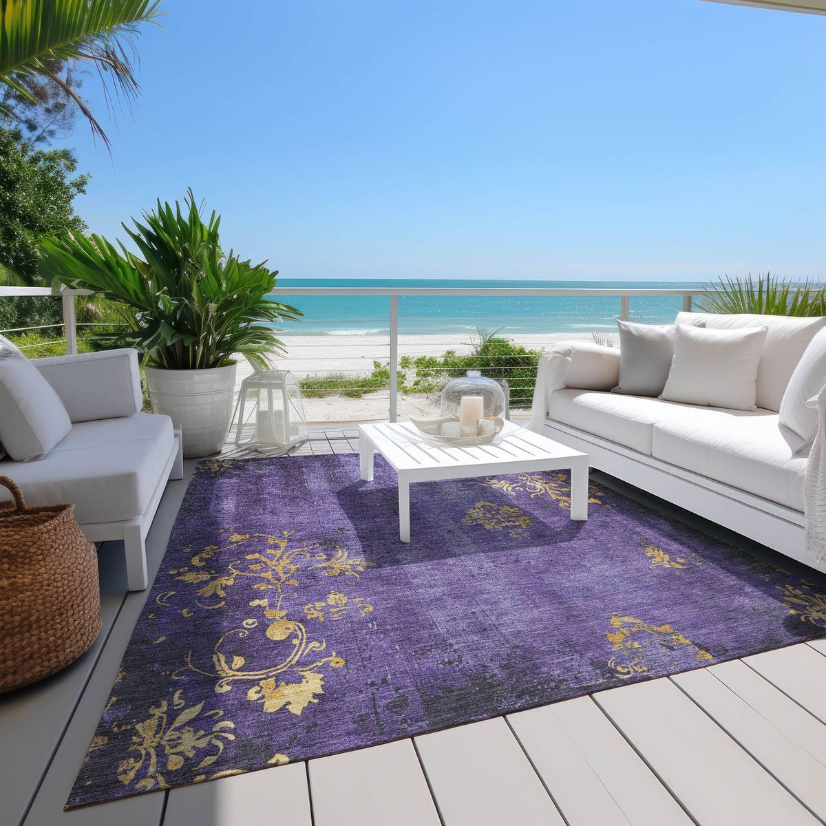 Addison Rugs Naelion Purple Washable Indoor-Outdoor Rug