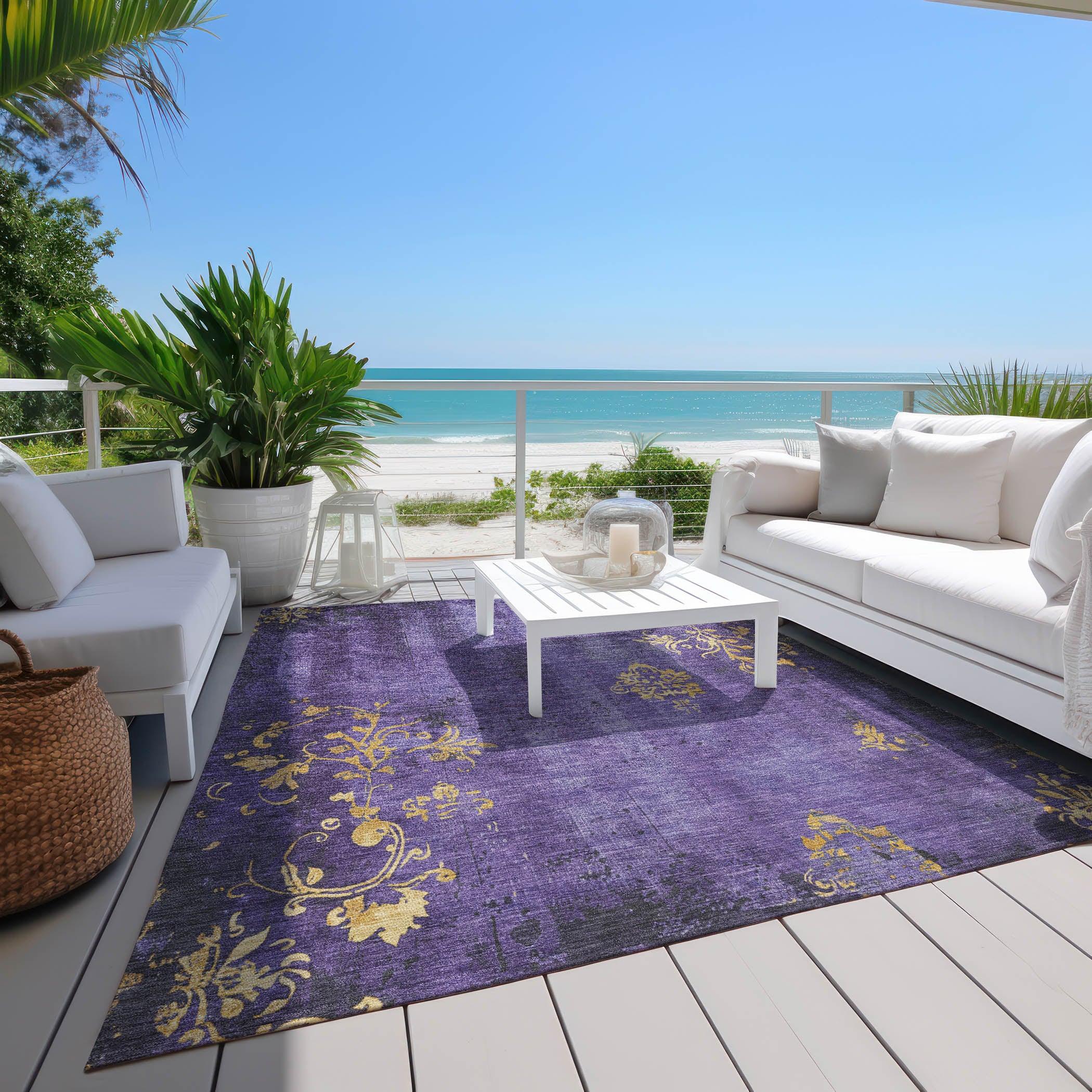 Addison Rugs Naelion Purple Washable Indoor-Outdoor Rug
