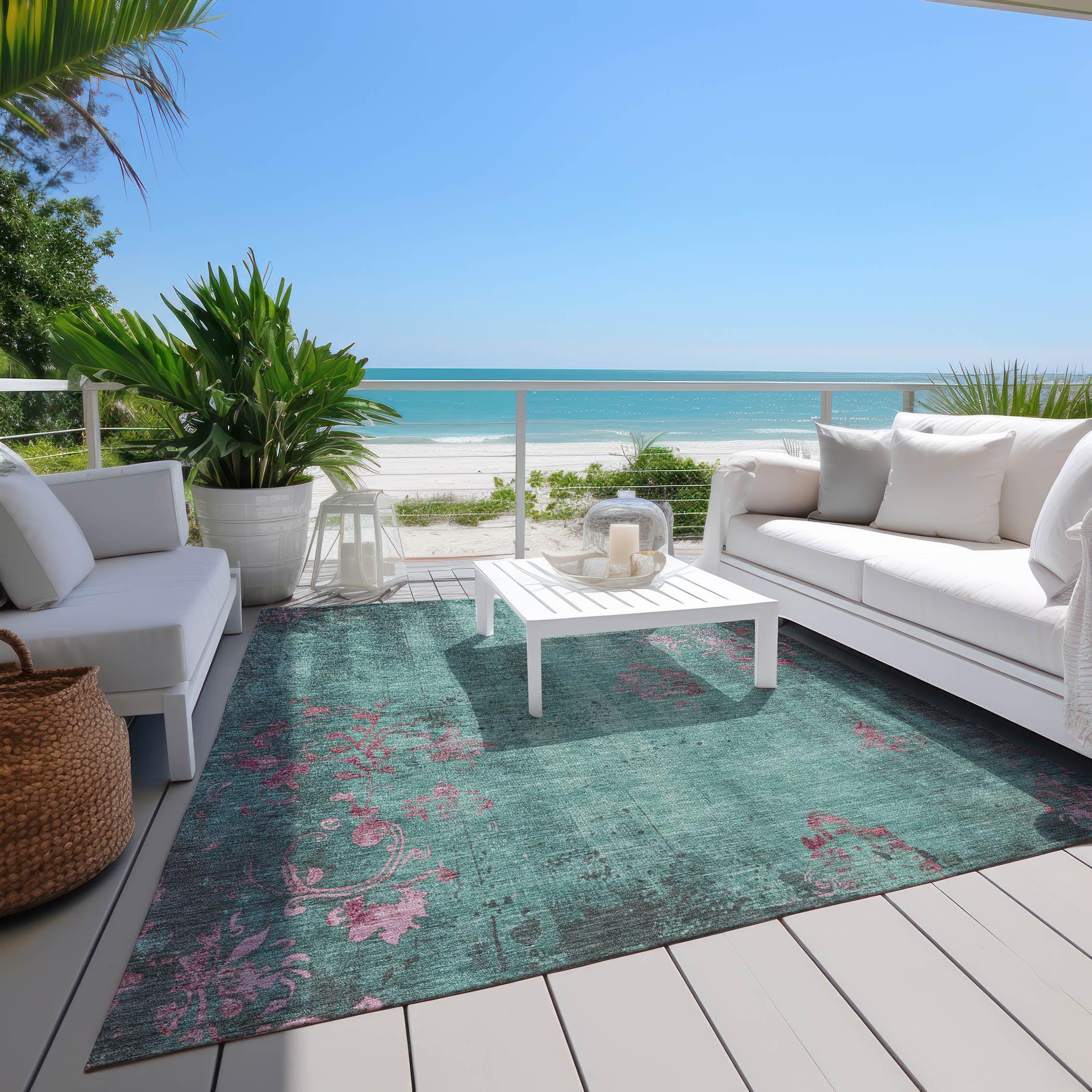 Addison Rugs Naelion Seafoam Washable Indoor-Outdoor Rug