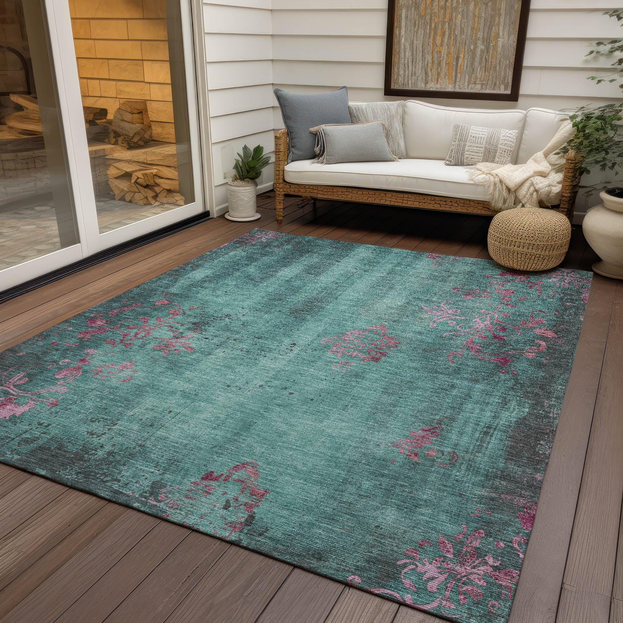 Addison Rugs Naelion Seafoam Washable Indoor-Outdoor Rug