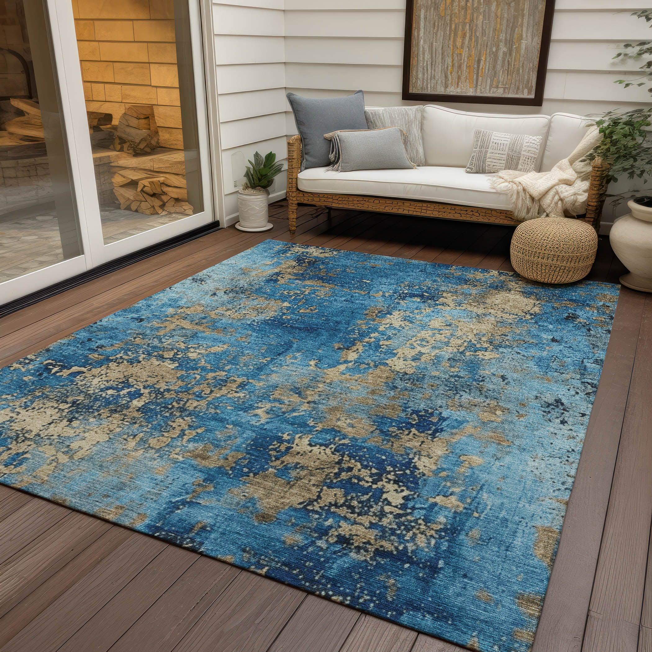 Addison Rugs Naelira Blue Washable Indoor-Outdoor Rug