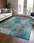 Addison Rugs Naelira Teal Washable Indoor-Outdoor Rug