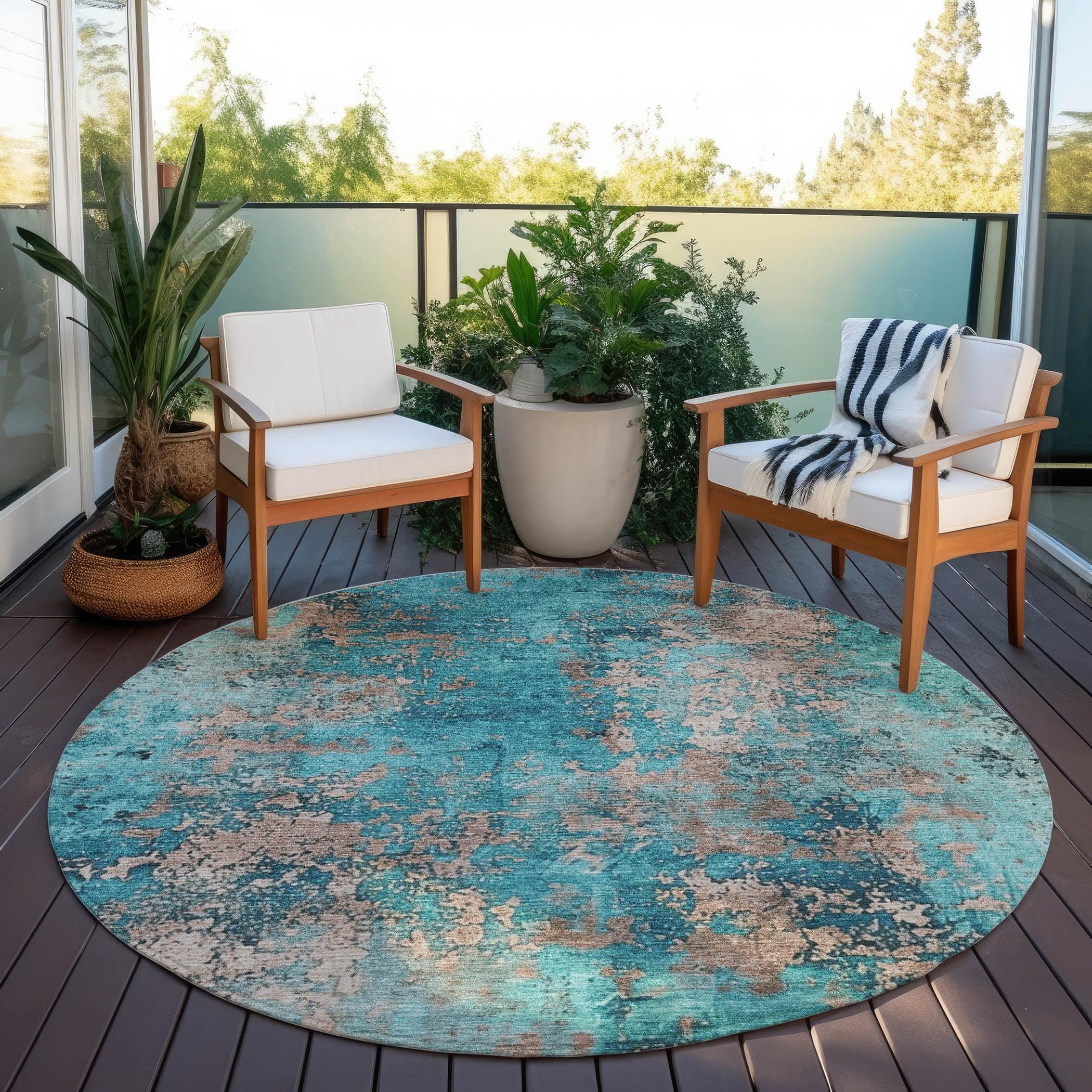 Addison Rugs Naelira Teal Washable Indoor-Outdoor Rug