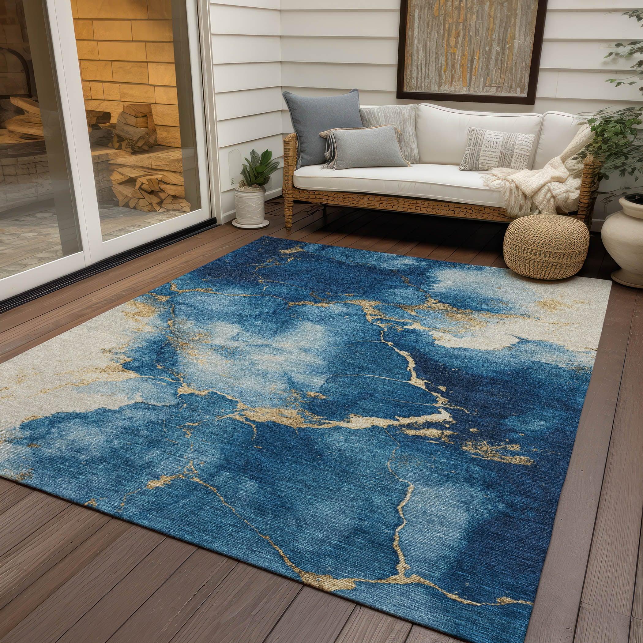 Addison Rugs Naelius Blue Washable Indoor-Outdoor Rug
