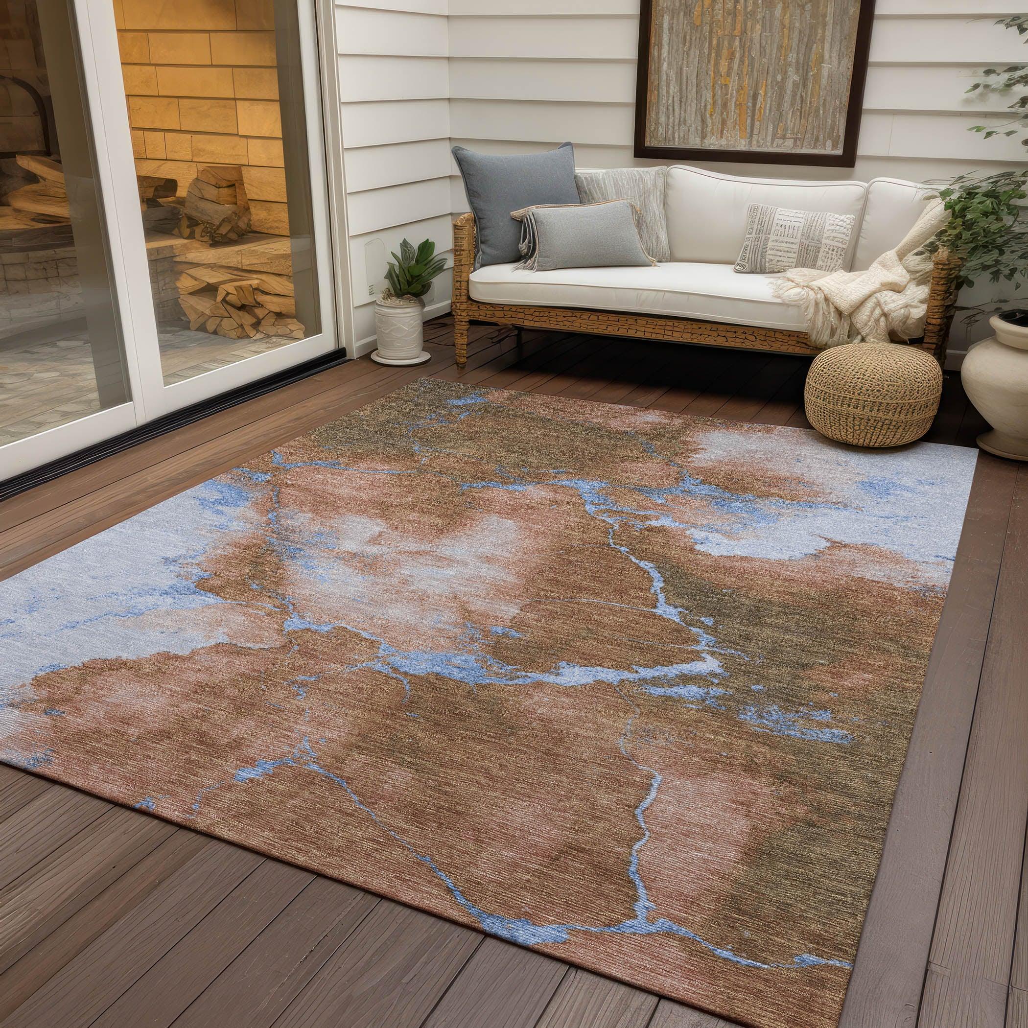Addison Rugs Naelius Orange Washable Indoor-Outdoor Rug