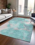 Addison Rugs Naelius Teal Washable Indoor-Outdoor Rug