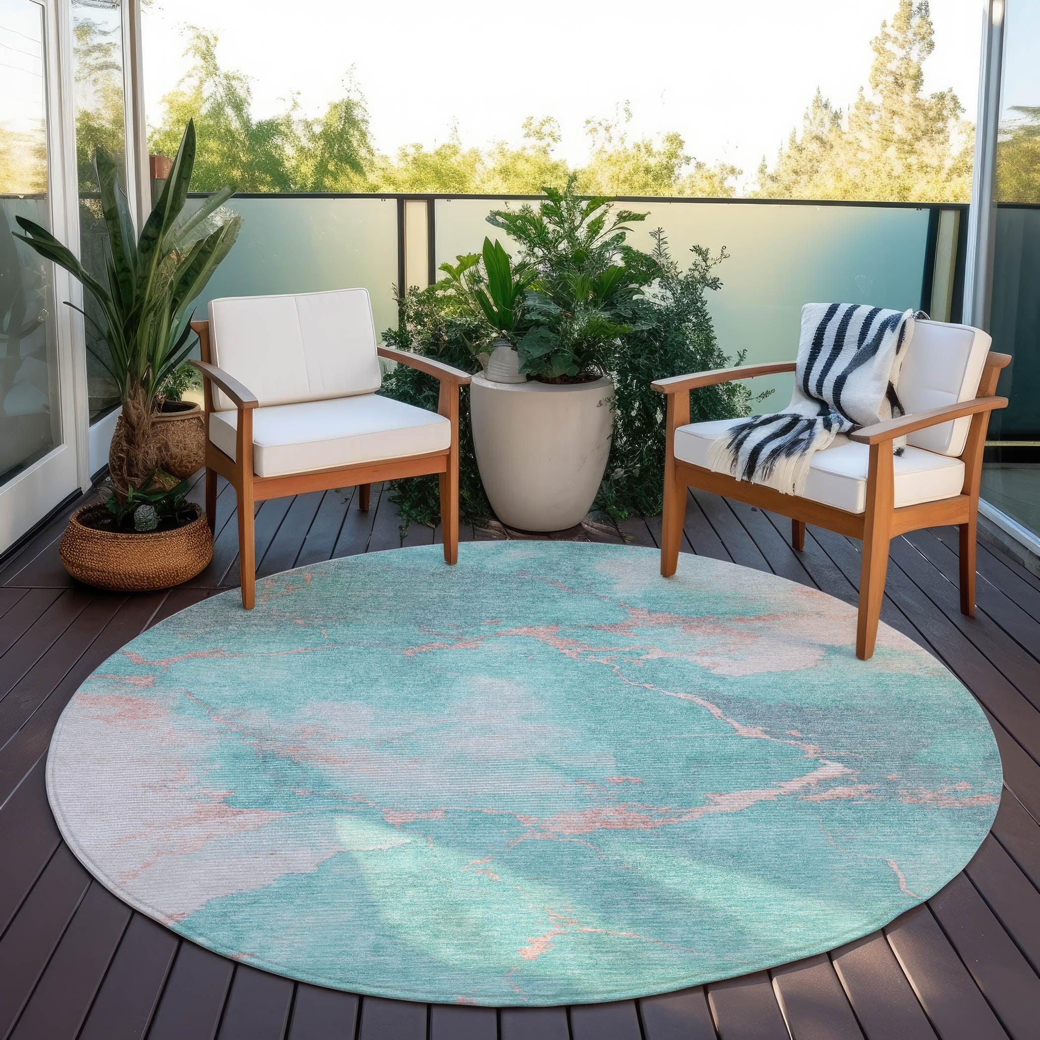 Addison Rugs Naelius Teal Washable Indoor-Outdoor Rug