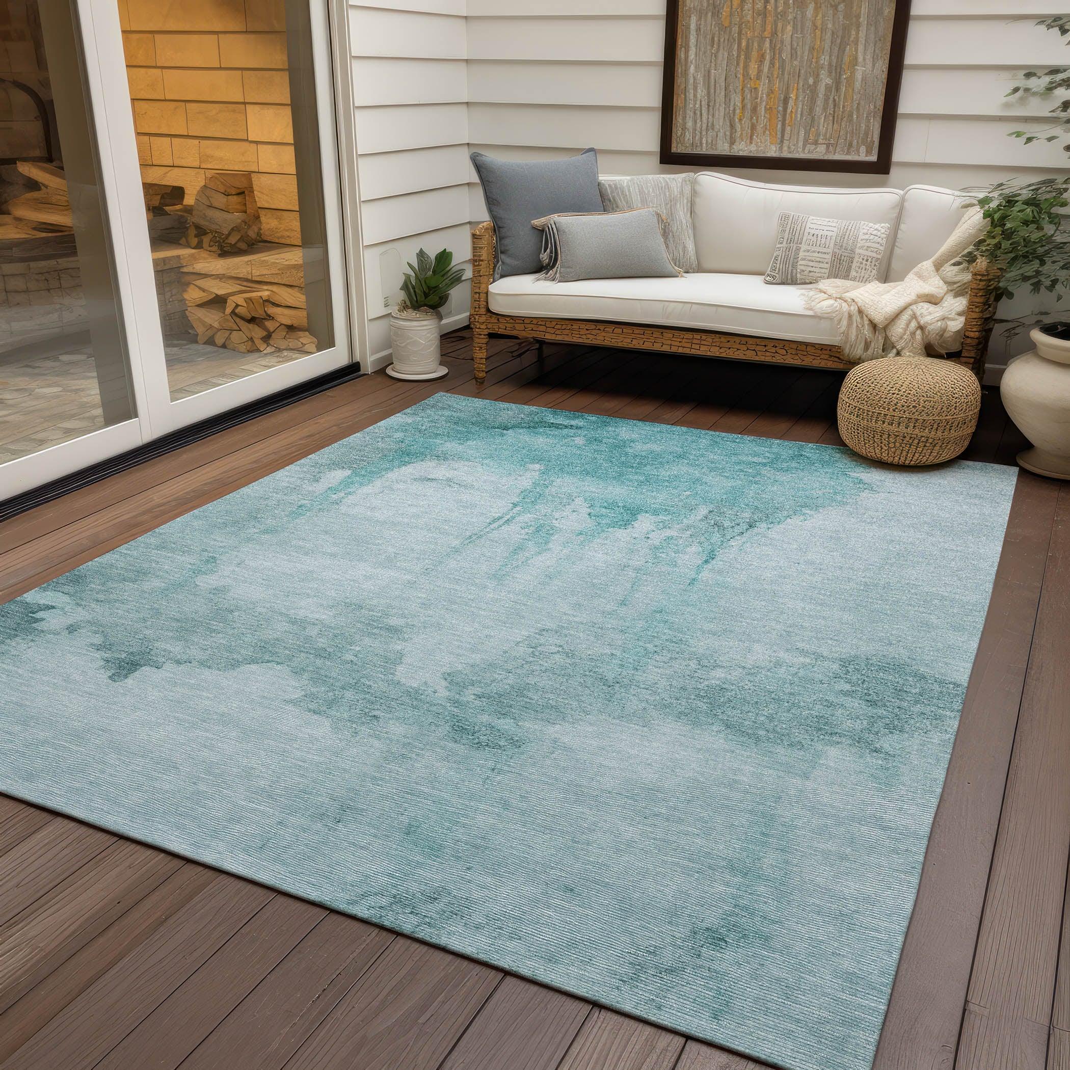 Addison Rugs Naelon Teal Washable Indoor-Outdoor Rug