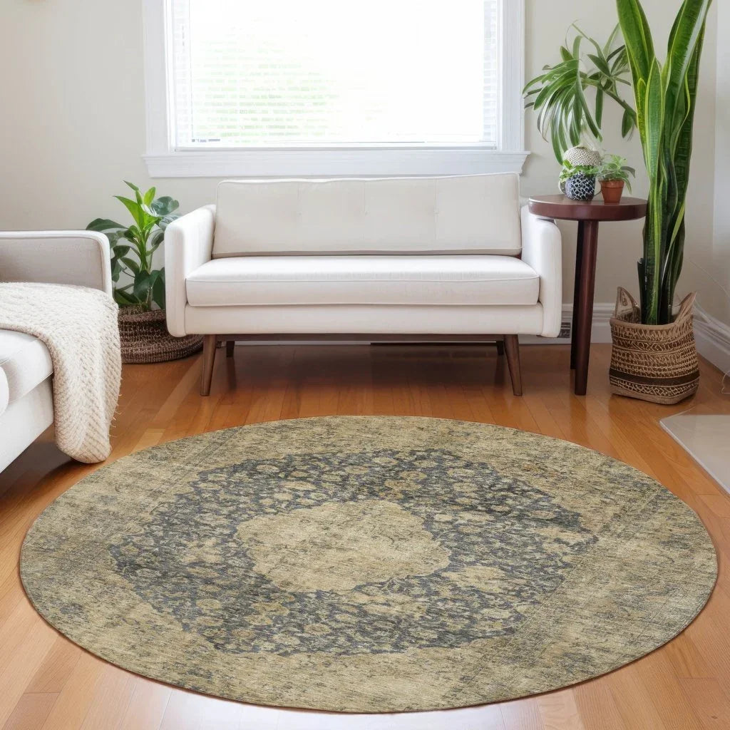 LOOMLAN Rugs Naraxa Gray Washable Indoor-Outdoor Rug