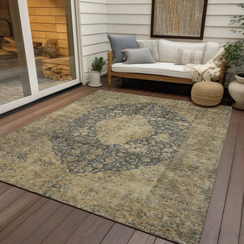 LOOMLAN Rugs Naraxa Gray Washable Indoor-Outdoor Rug