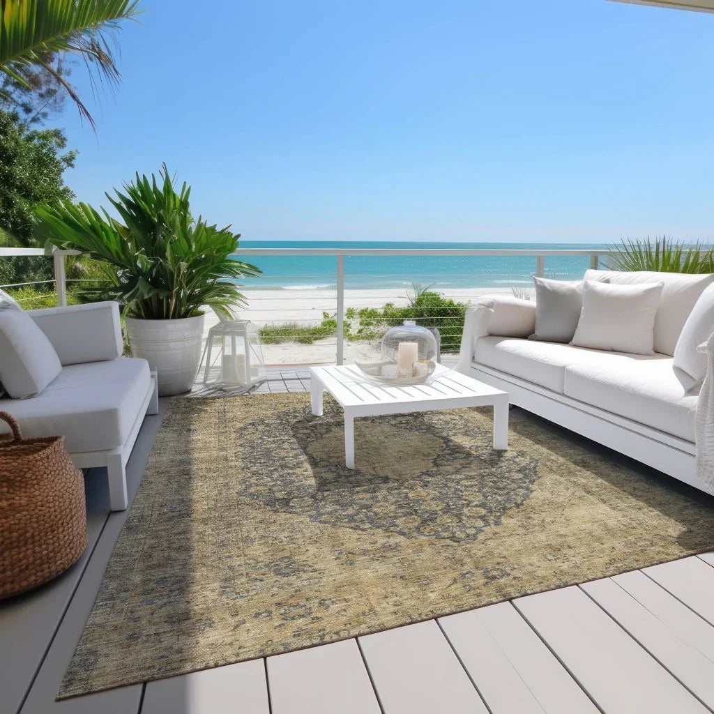 LOOMLAN Rugs Naraxa Gray Washable Indoor-Outdoor Rug