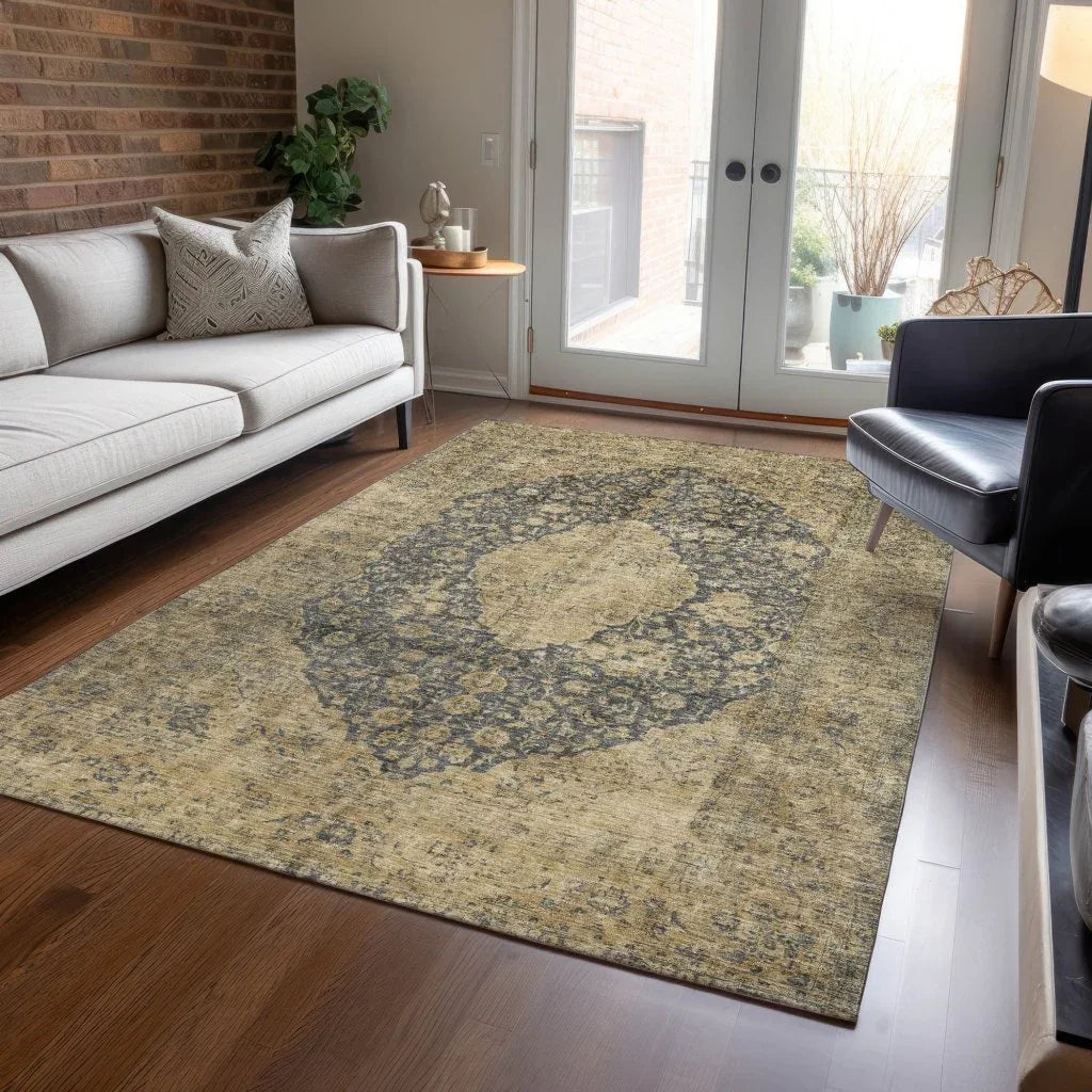 LOOMLAN Rugs Naraxa Gray Washable Indoor-Outdoor Rug