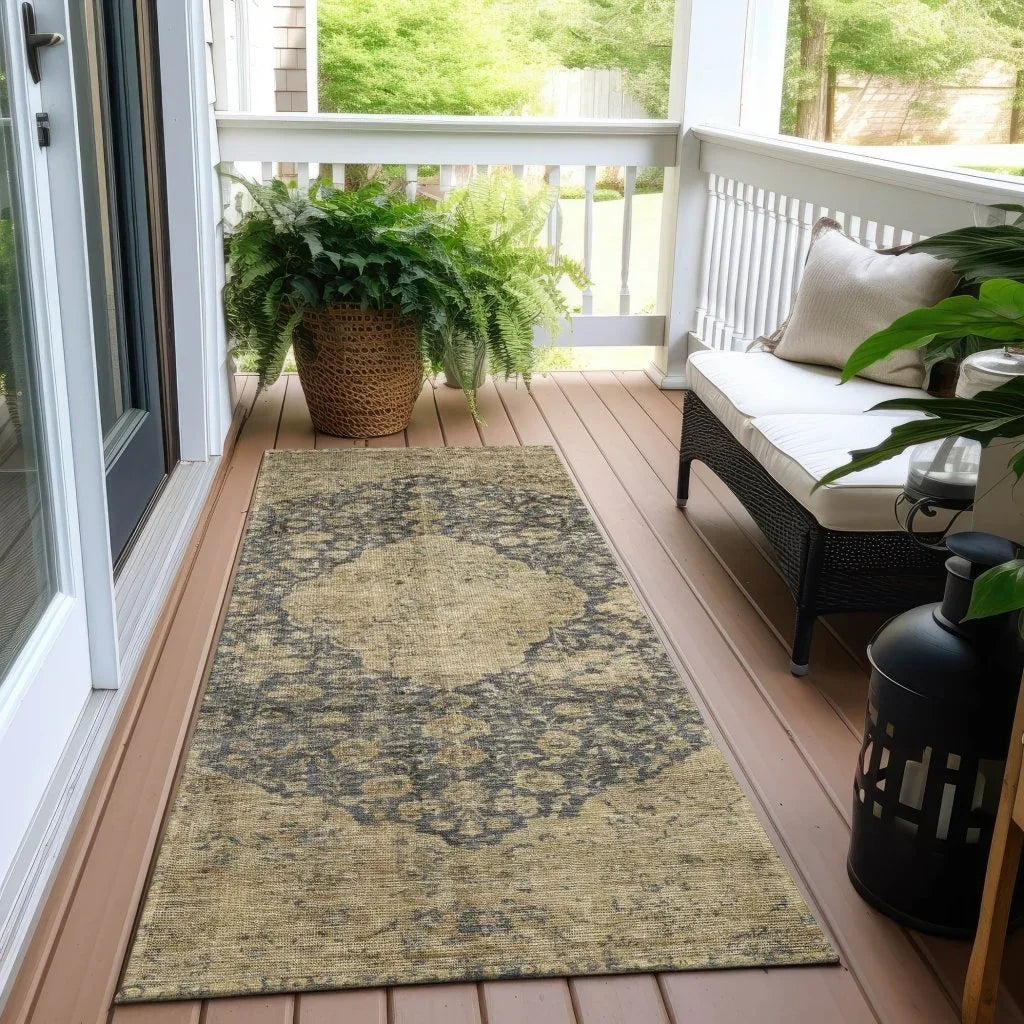 LOOMLAN Rugs Naraxa Gray Washable Indoor-Outdoor Rug