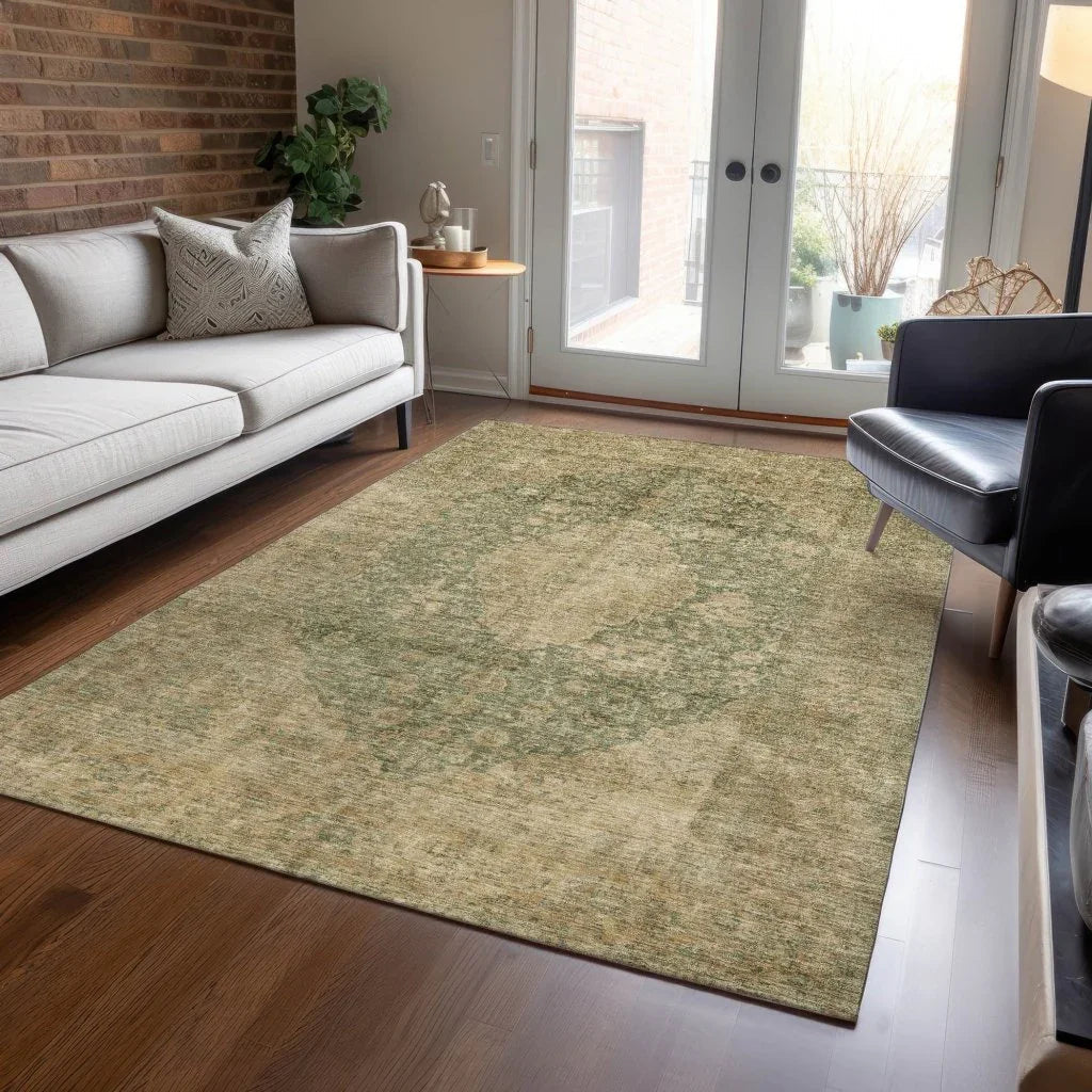 LOOMLAN Rugs Naraxa Green Washable Indoor-Outdoor Rug