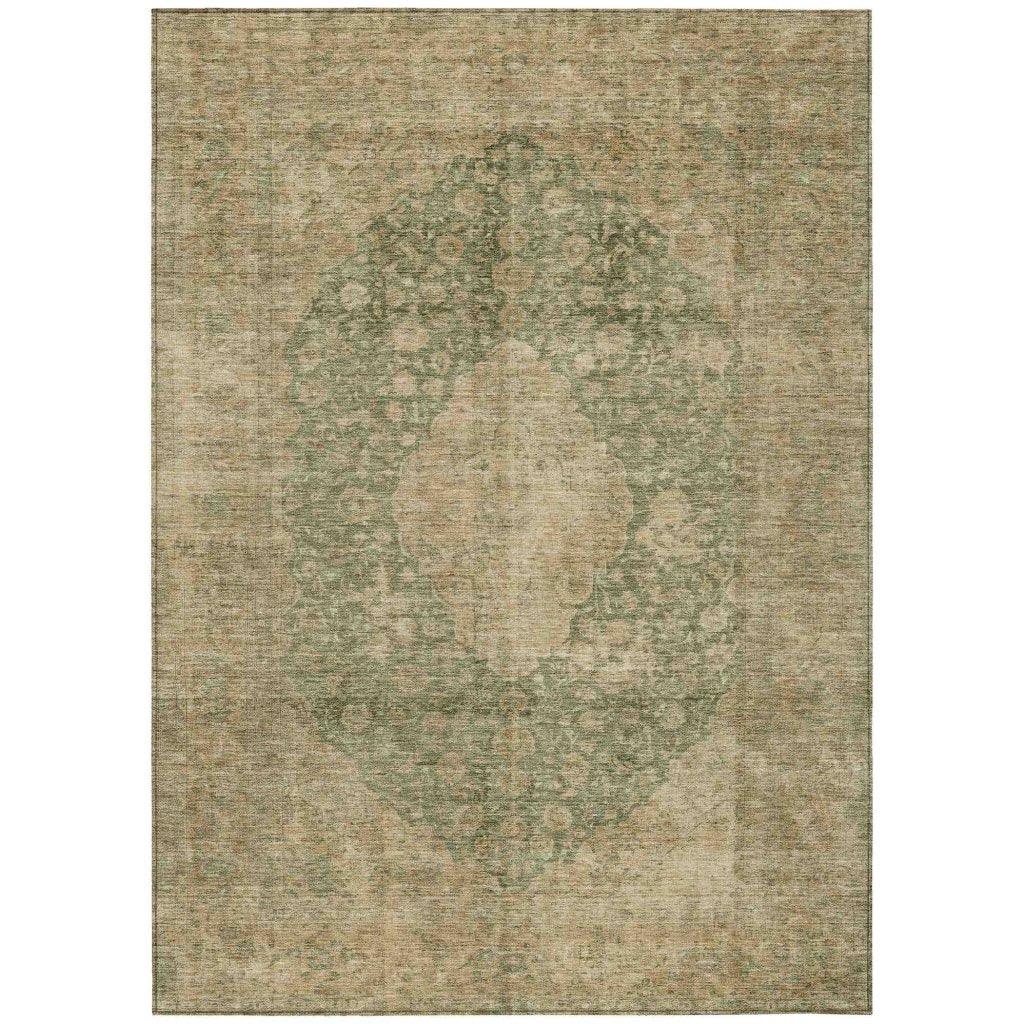 LOOMLAN Rugs Naraxa Green Washable Indoor-Outdoor Rug