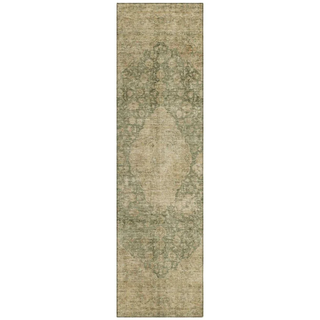LOOMLAN Rugs Naraxa Green Washable Indoor-Outdoor Rug