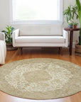 LOOMLAN Rugs Naraxa Ivory Washable Indoor-Outdoor Rug