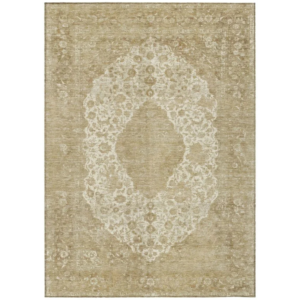 LOOMLAN Rugs Naraxa Ivory Washable Indoor-Outdoor Rug