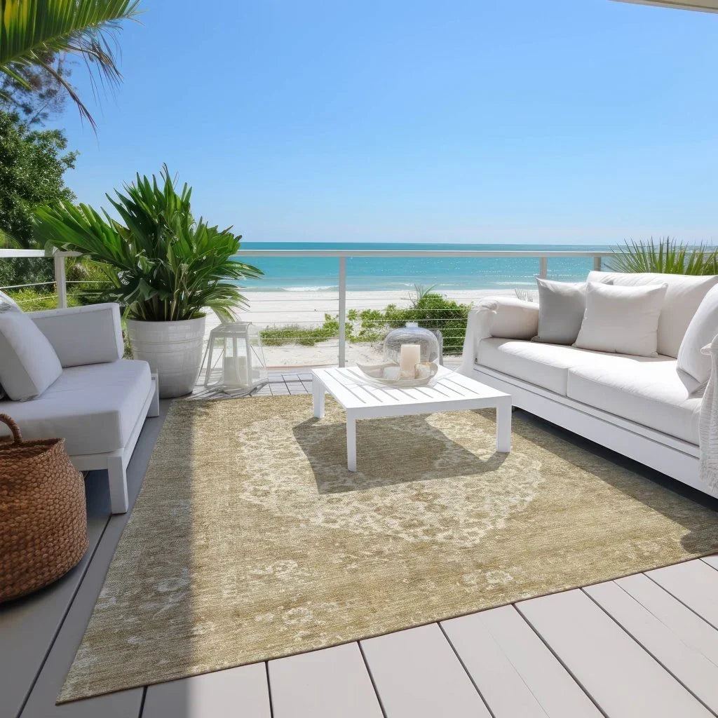 LOOMLAN Rugs Naraxa Ivory Washable Indoor-Outdoor Rug