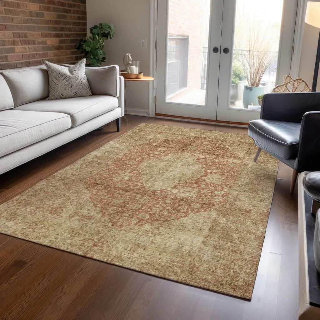 LOOMLAN Rugs Naraxa Orange Washable Indoor-Outdoor Rug