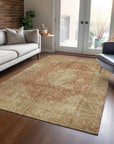 LOOMLAN Rugs Naraxa Orange Washable Indoor-Outdoor Rug