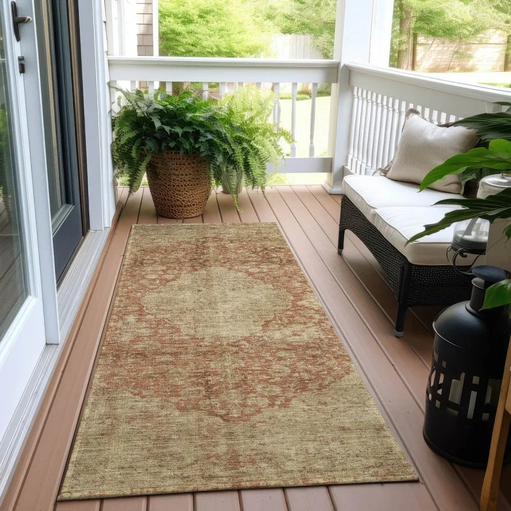 LOOMLAN Rugs Naraxa Orange Washable Indoor-Outdoor Rug