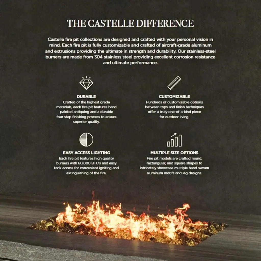 Castelle Nature's Wood Rectangle Firepit Table