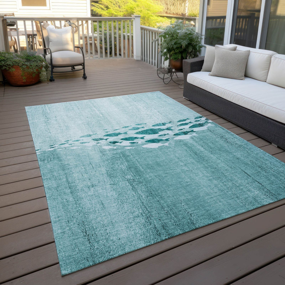 Addison Rugs Nautical Teal Washable Indoor-Outdoor Rug