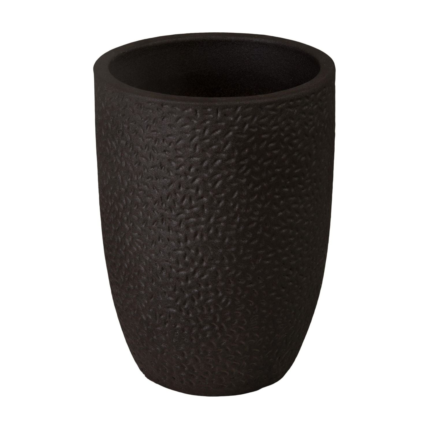 Emissary Notch Matte Black Ceramic Outdoor Planter