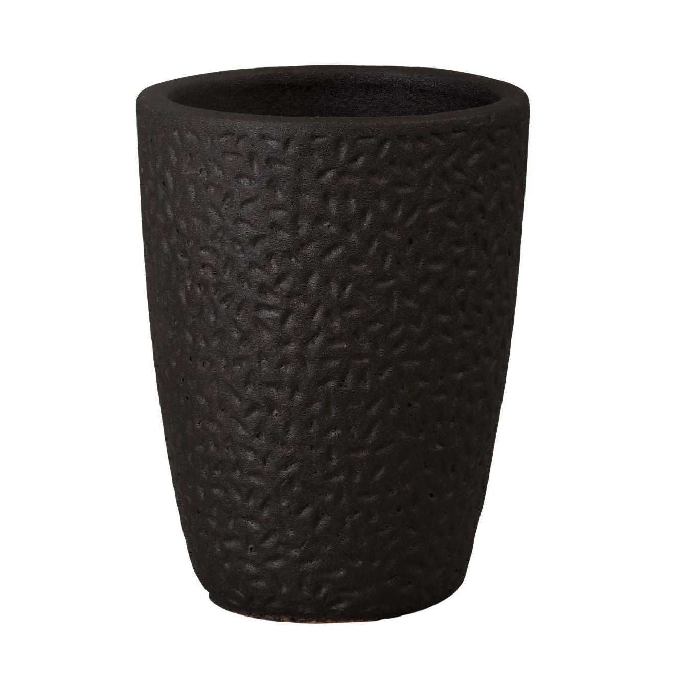 Emissary Notch Matte Black Ceramic Outdoor Planter