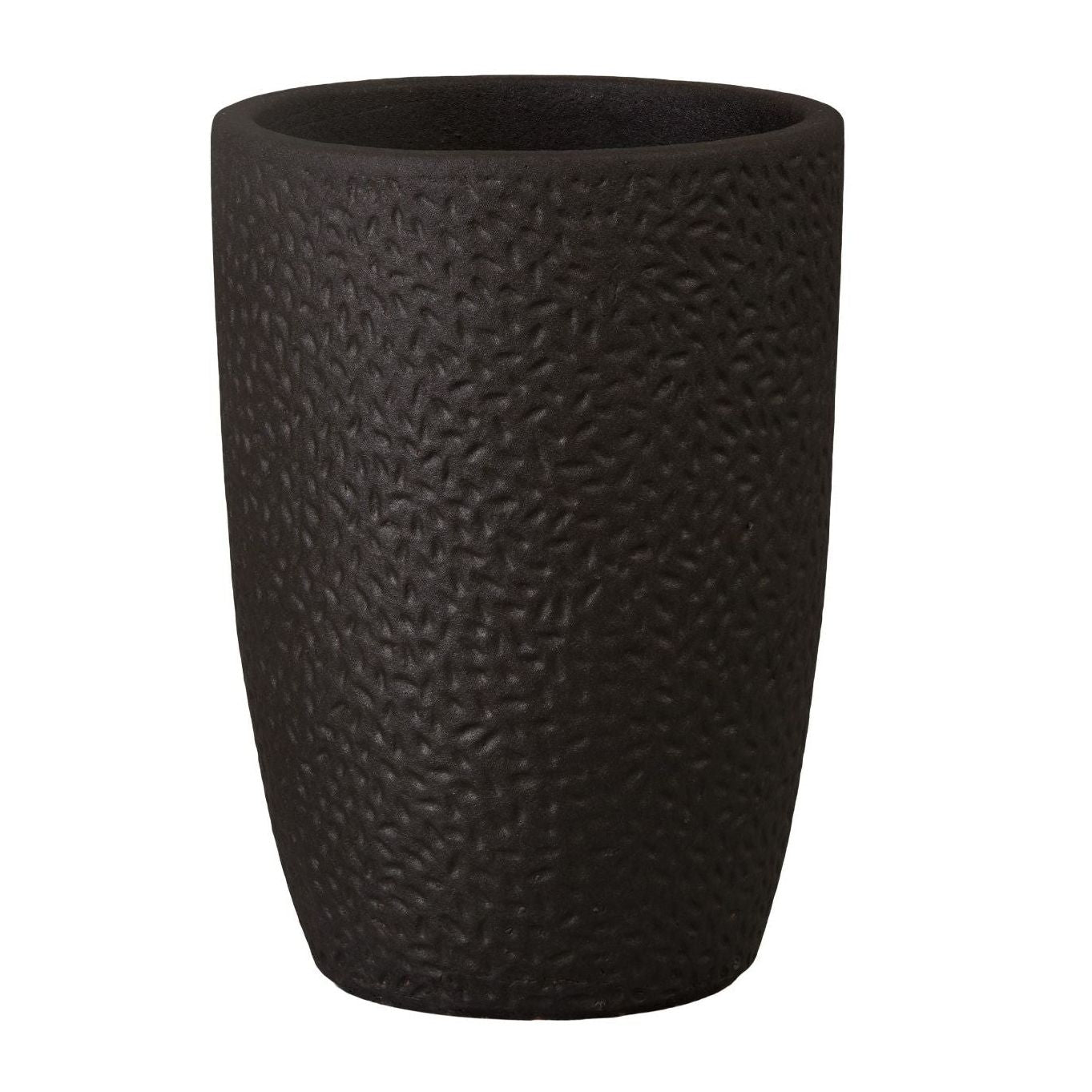 Emissary Notch Matte Black Ceramic Outdoor Planter
