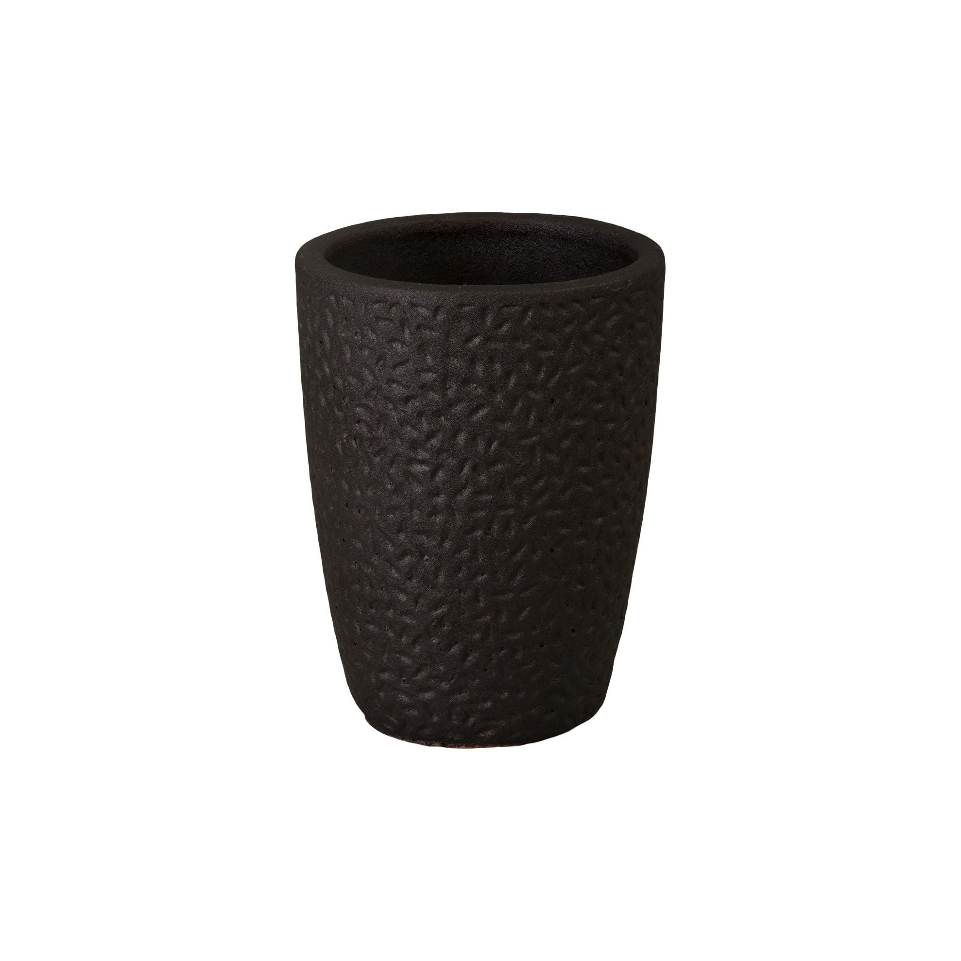 Emissary Notch Matte Black Ceramic Outdoor Planter