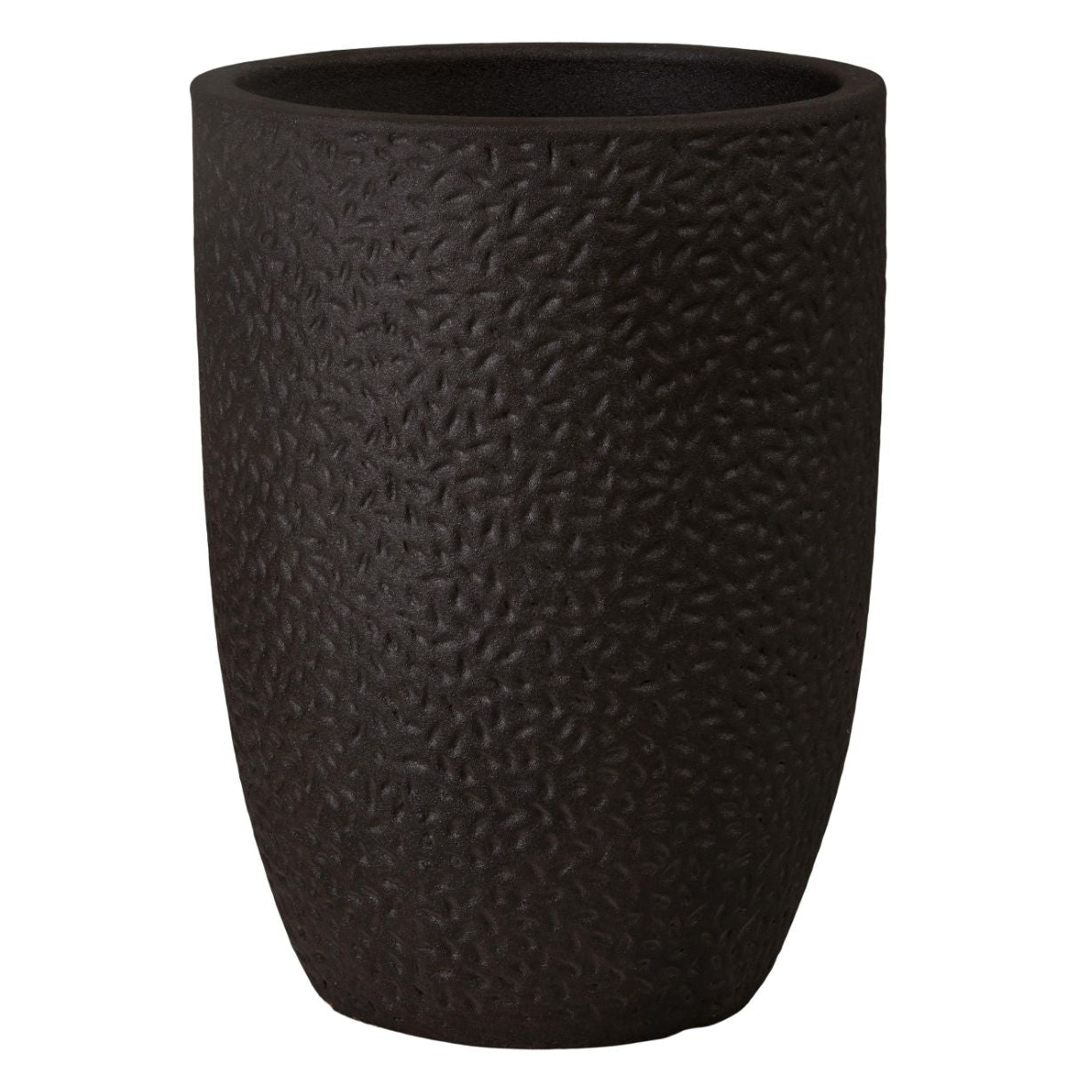 Emissary Notch Matte Black Ceramic Outdoor Planter