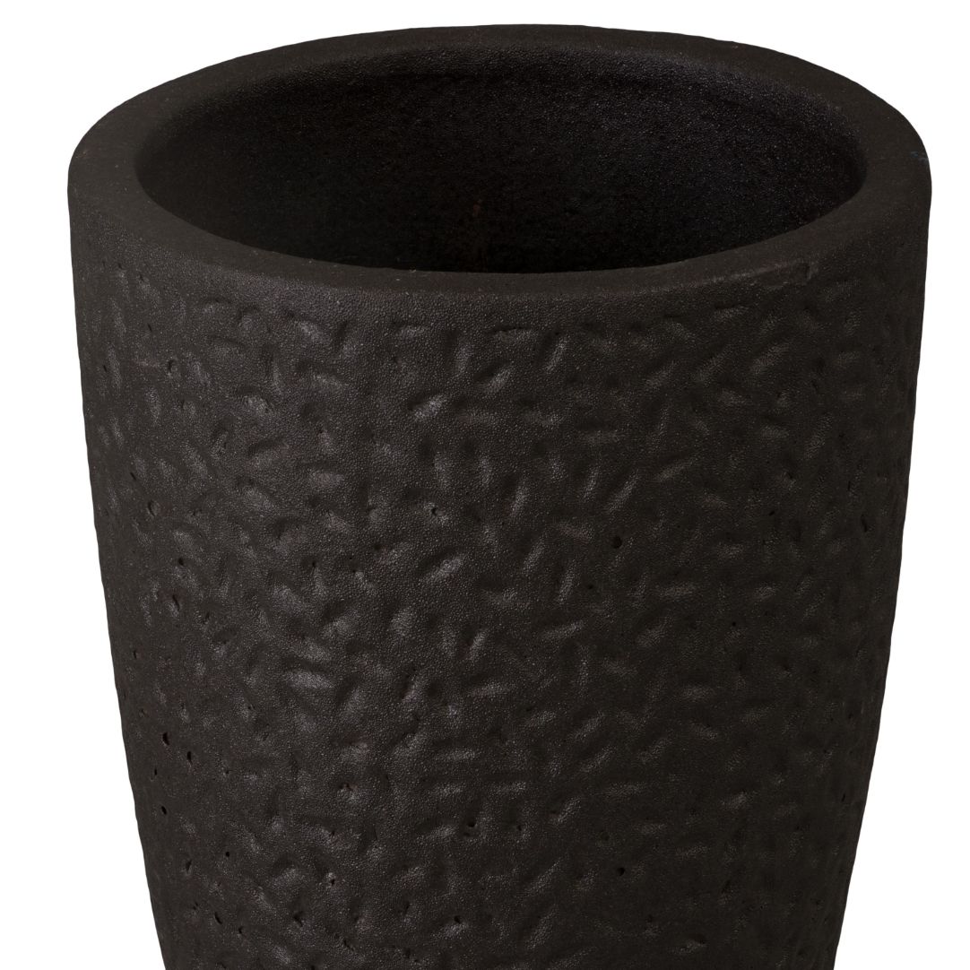 Emissary Notch Matte Black Ceramic Outdoor Planter