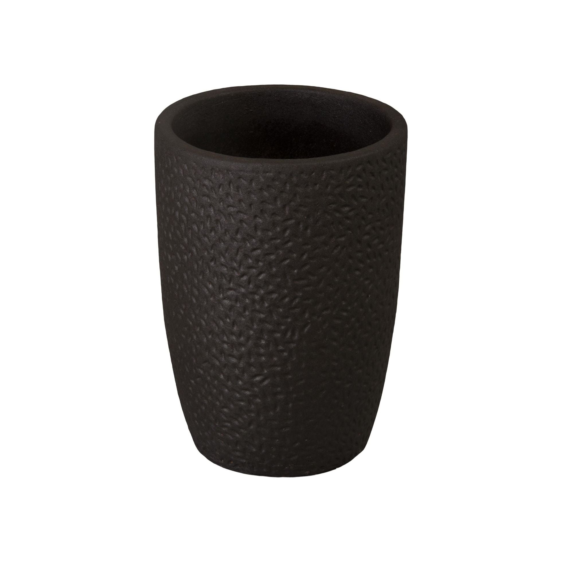 Emissary Notch Matte Black Ceramic Outdoor Planter