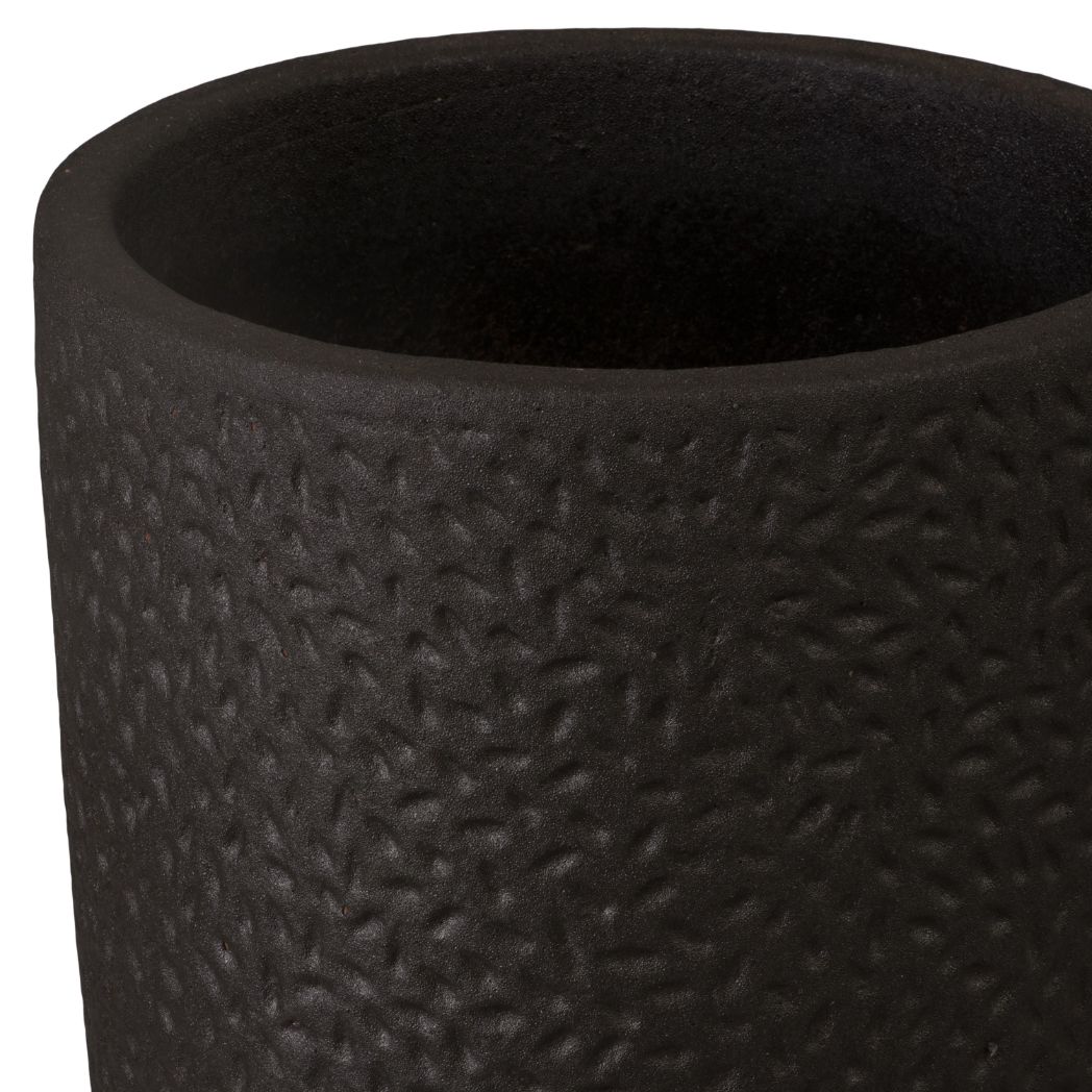 Emissary Notch Matte Black Ceramic Outdoor Planter
