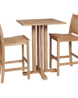 Oasis 3-Piece Square Bar Height Teak Outdoor Dining Set