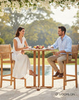 HiTeak Oasis Teak Patio Square Bar Height Dining Set 3PC