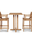 HiTeak Oasis Teak Patio Square Bar Height Dining Set 3PC
