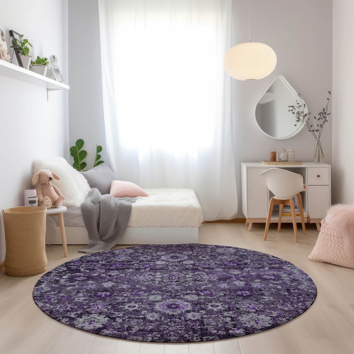 Addison Rugs Ocean Ripples Purple Washable Indoor-Outdoor Rug
