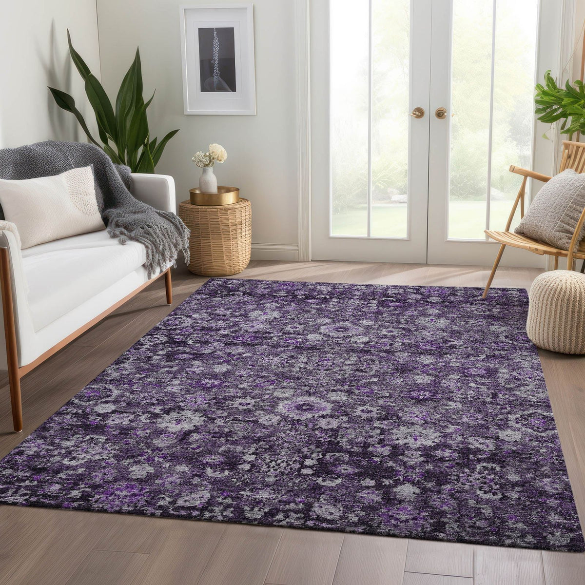 Addison Rugs Ocean Ripples Purple Washable Indoor-Outdoor Rug