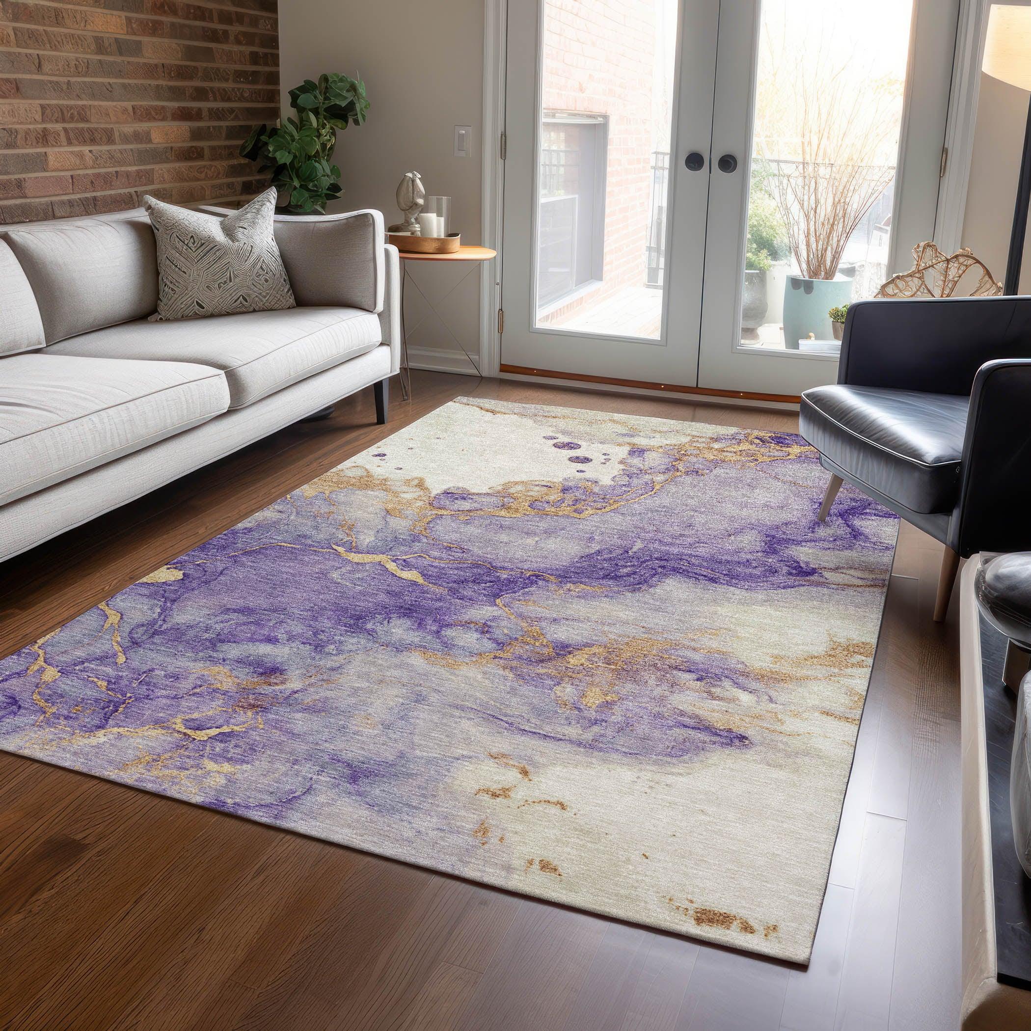 Addison Rugs Oelara Purple Washable Indoor-Outdoor Rug
